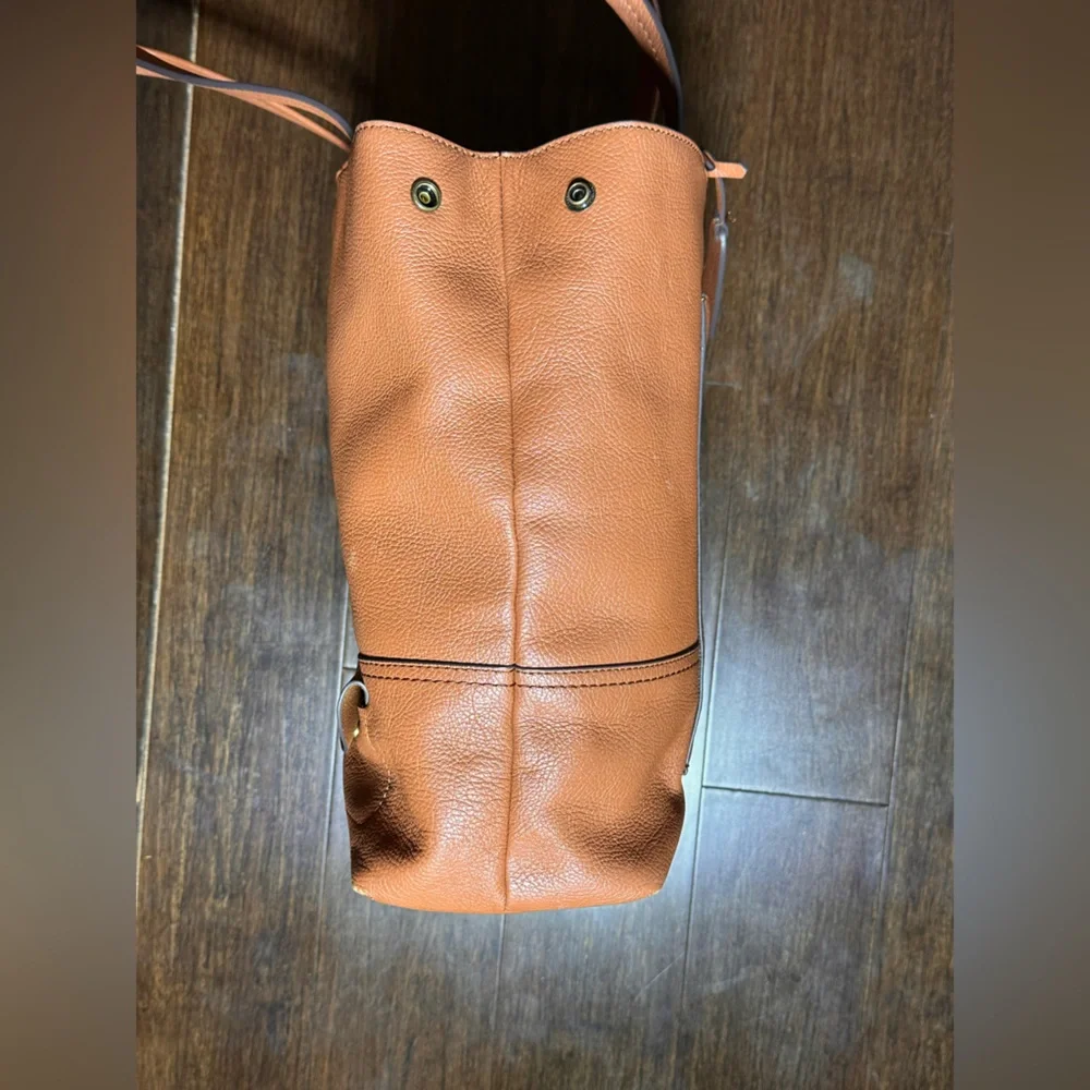 J.Crew All Day Leather Tote Bag Roasted Chestnut Brown Shoulder Handbag - Picture 9 of 11